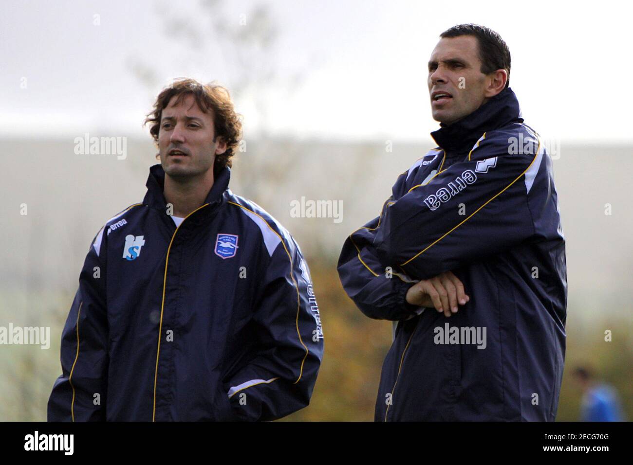 Football - Brighton Training - Brighton -  09/10 - 12/11/09  Brighton Assistant manager Mauricio Taricco (L) with manager Gustavo Poyet during training  Mandatory Credit: Action Images  Livepic Stock Photo