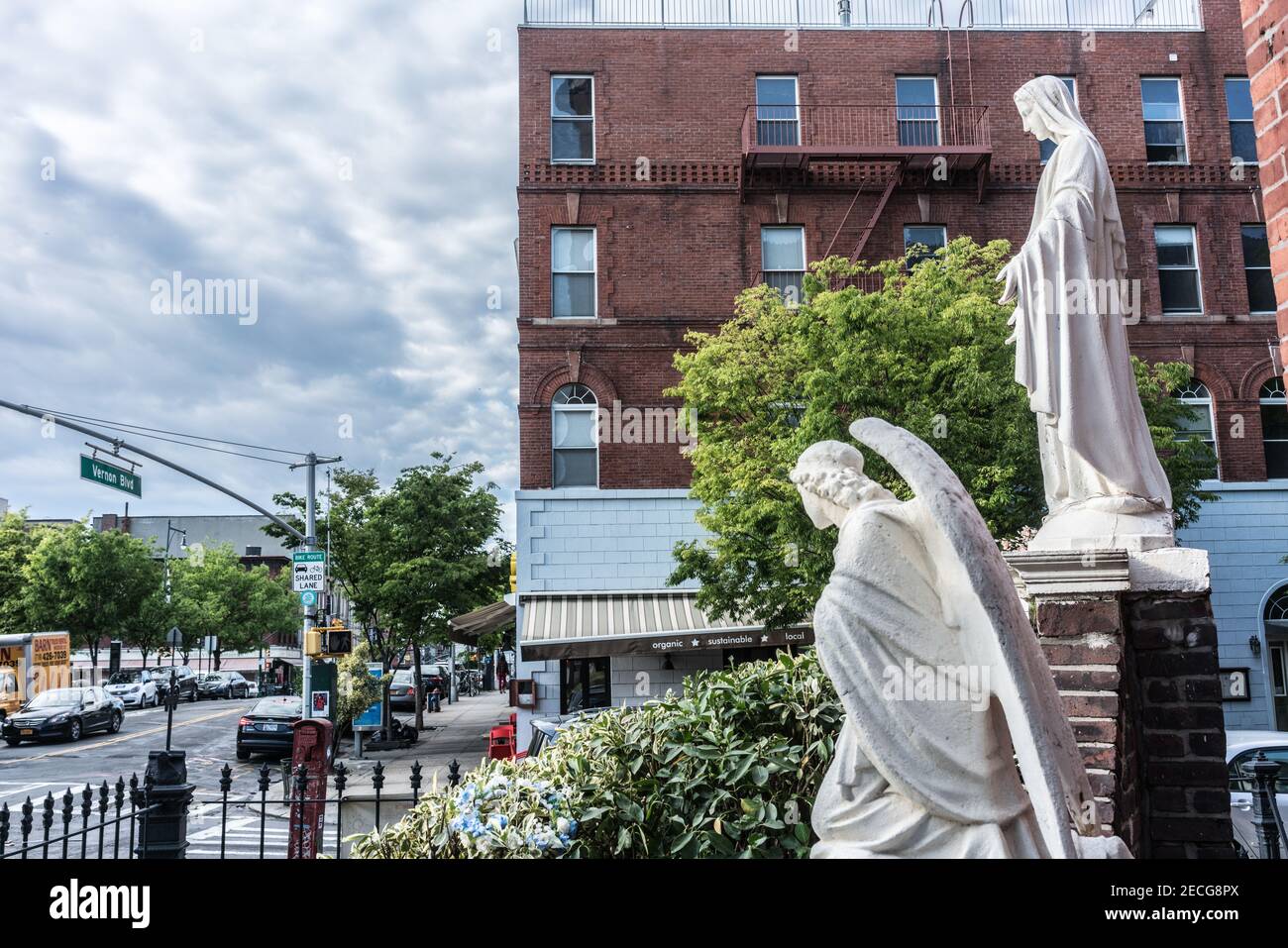 Statues of Mary and and Angle St. Mary's Roman Catholic Church in Long  Island City Stock Photo - Alamy