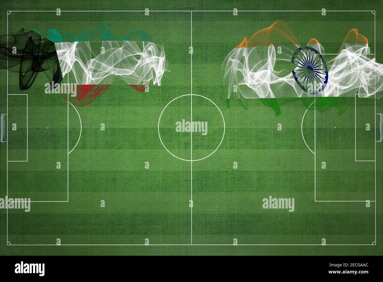 Kuwait vs India Soccer Match, national colors, national flags, soccer