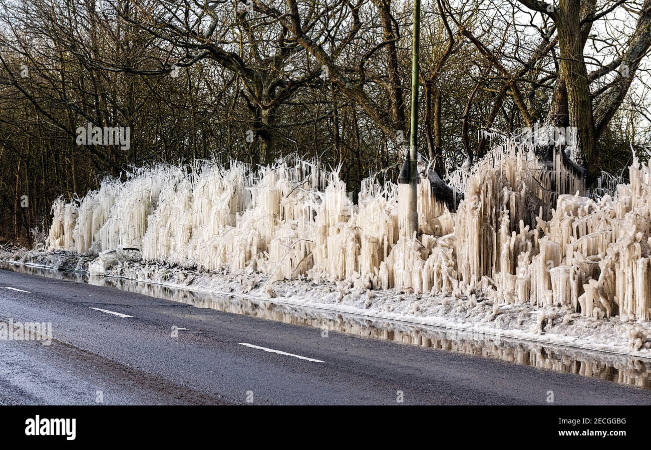 St. Albans Hatfield Road Hertfordshire Amazing icicle formations on the