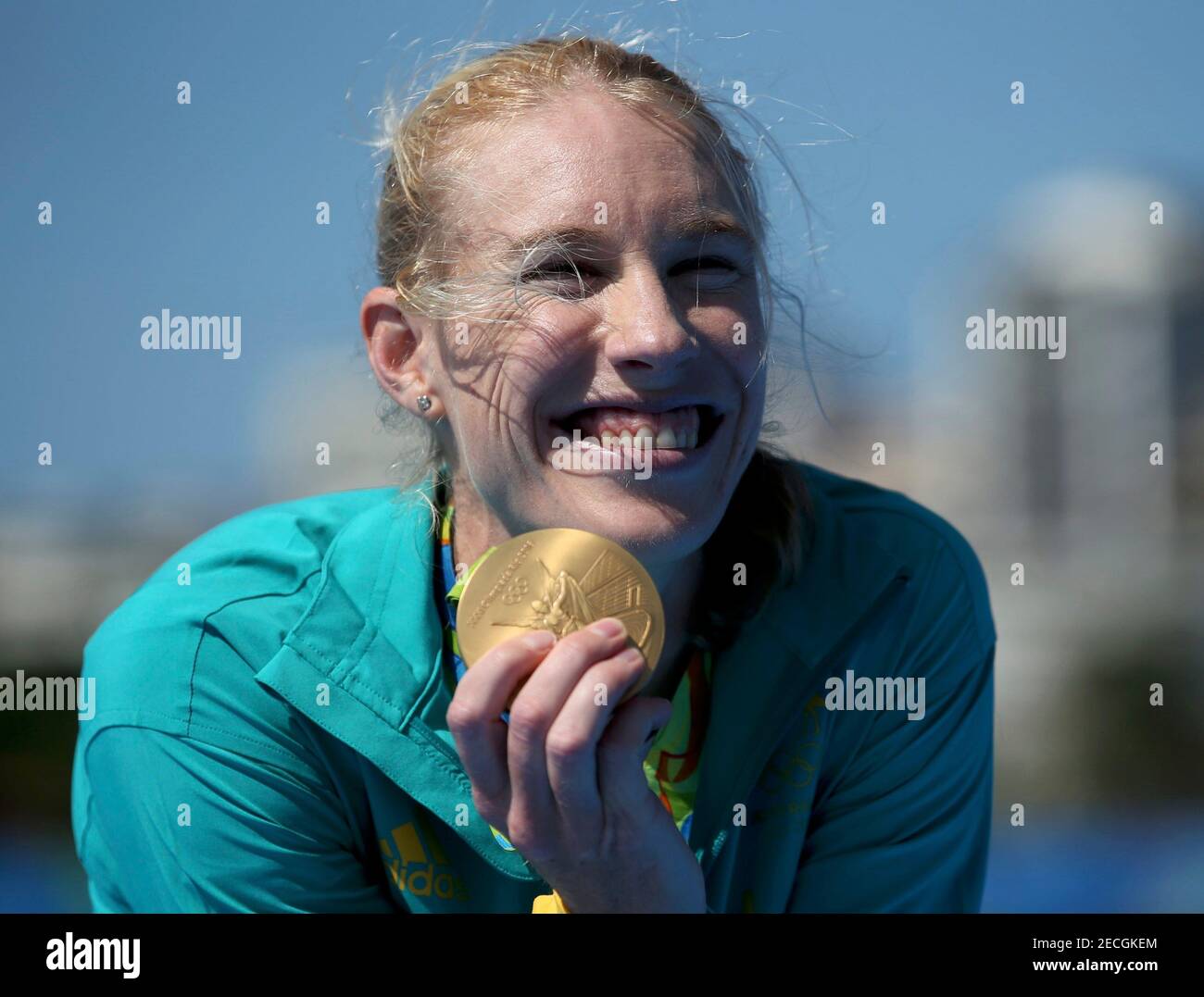 2016 Rio Olympics - Rowing - Final - Women's Single Sculls Victory Ceremony - Lagoa Stadium - Rio De Janeiro, Brazil - 13/08/2016. Kim Brennan (AUS) of Australia poses with her gold medal. REUTERS/Carlos Barria  FOR EDITORIAL USE ONLY. NOT FOR SALE FOR MARKETING OR ADVERTISING CAMPAIGNS.     Picture Supplied by Action Images Stock Photo