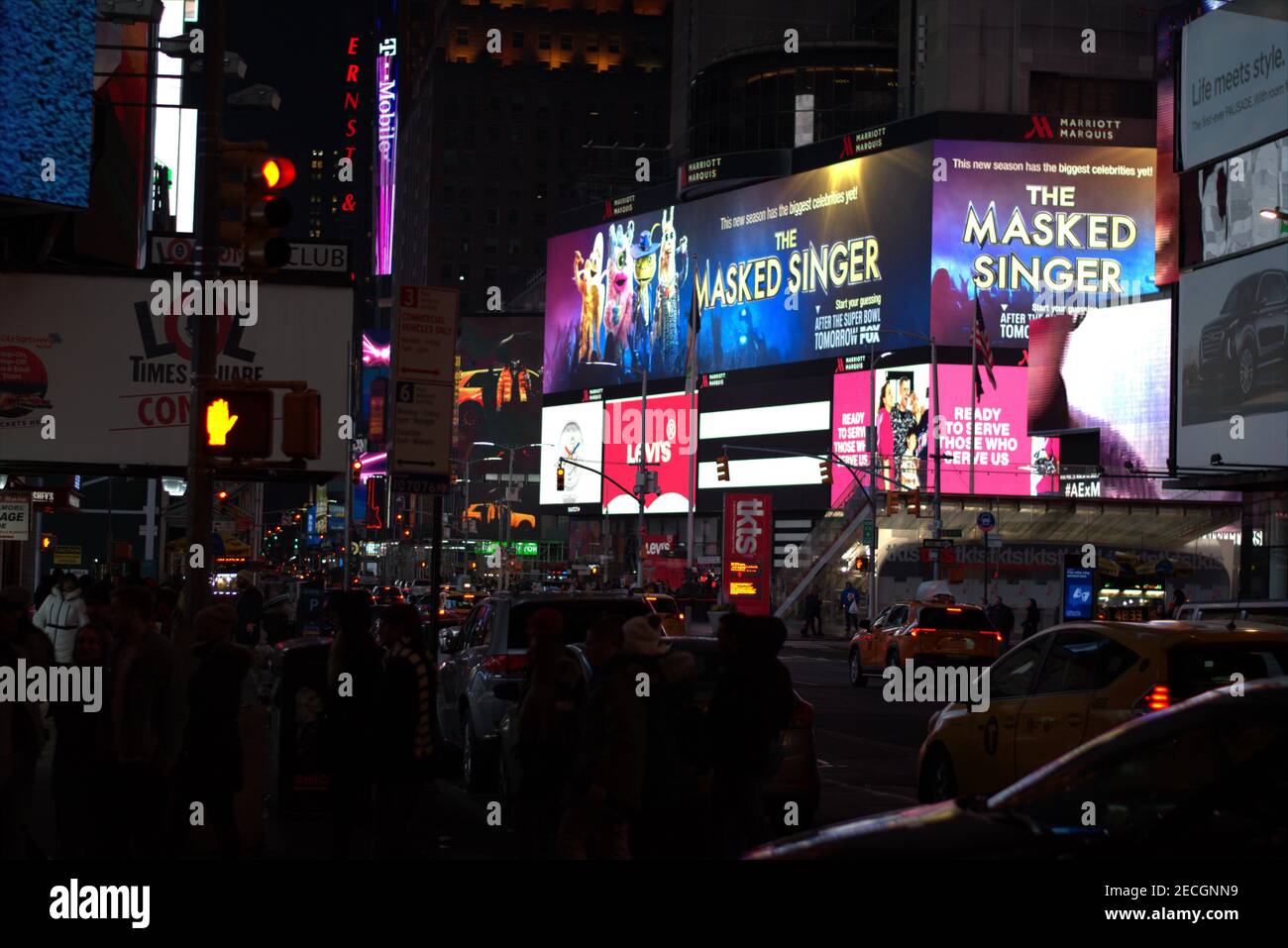 Times Square, New York. At the epicentre of Manhattan at the intersection of 42nd Street and 7th Avenue. Stock Photo