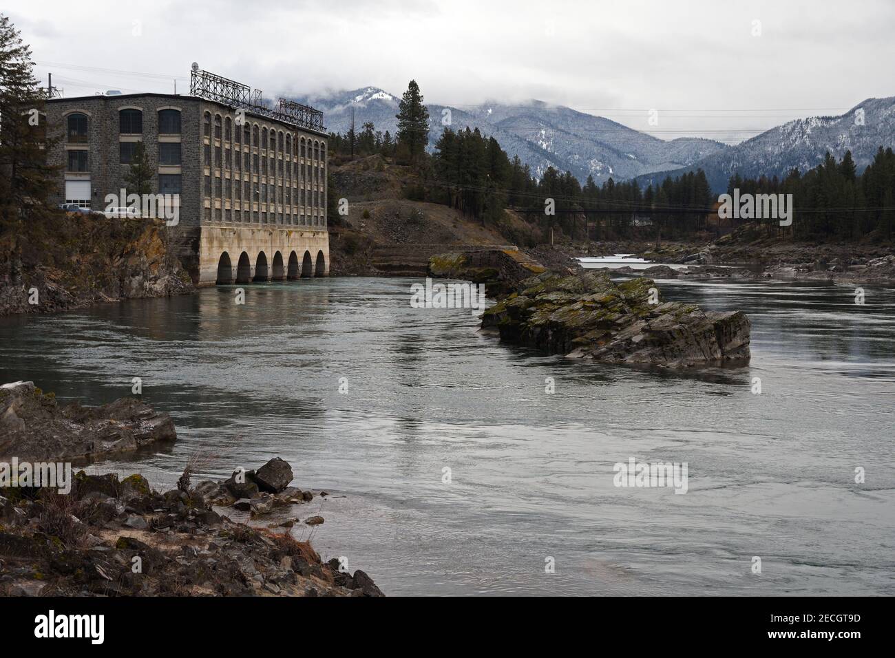 Thompson Falls Dam Powerhouse along the lower Clark Fork River that was