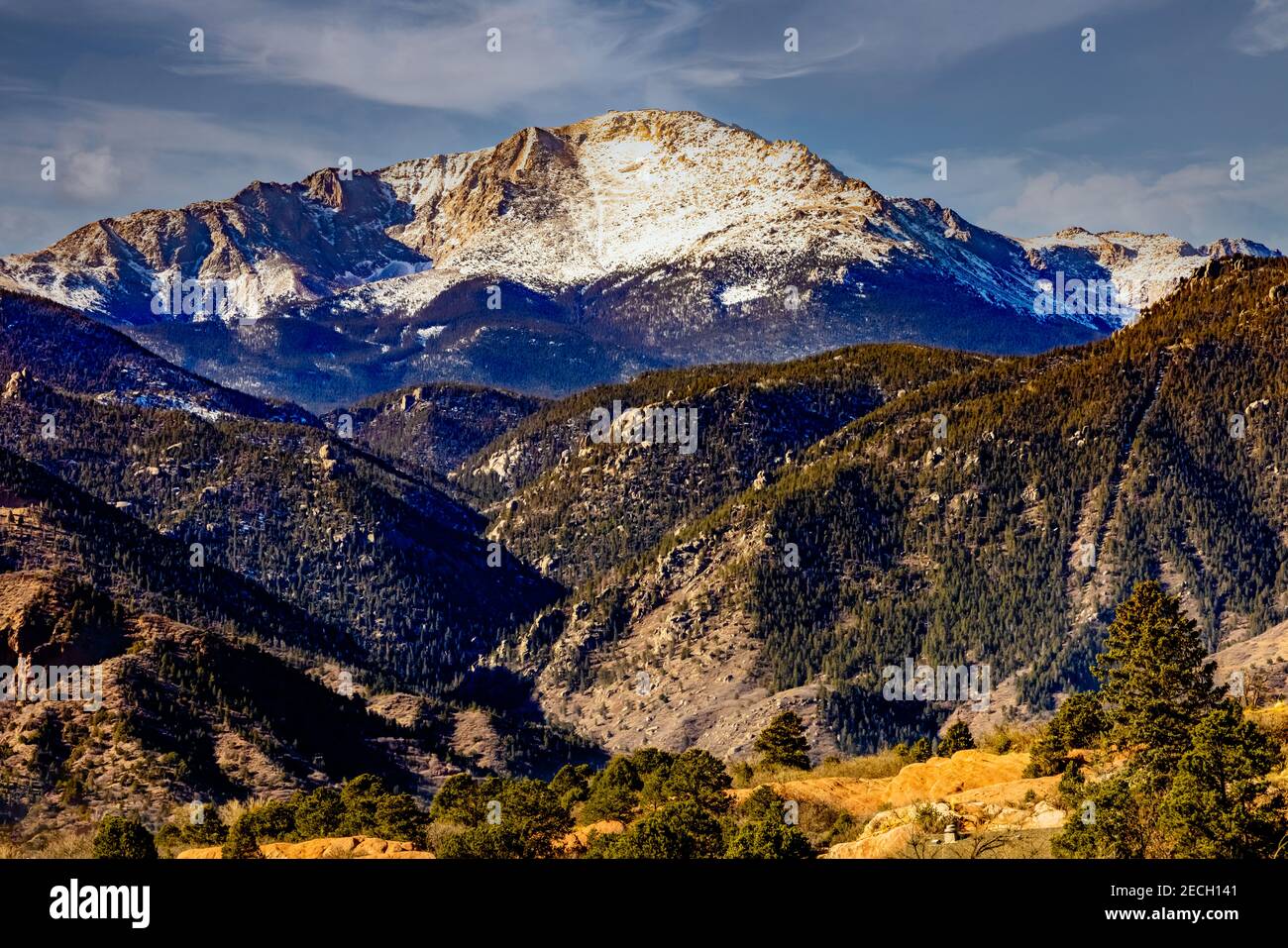Pikes Peak in Colorado Springs Stock Photo
