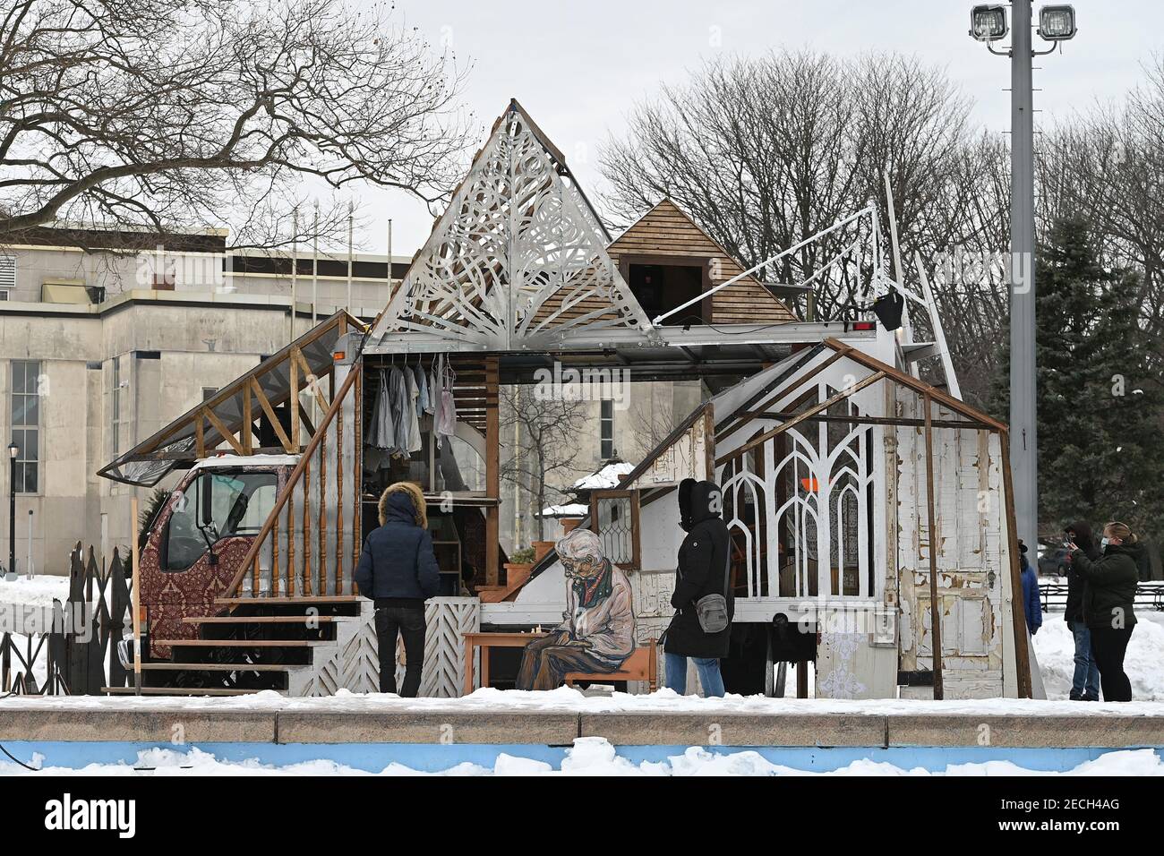 New York, USA. 13th Feb, 2021. Mobile sculpture and public artwork