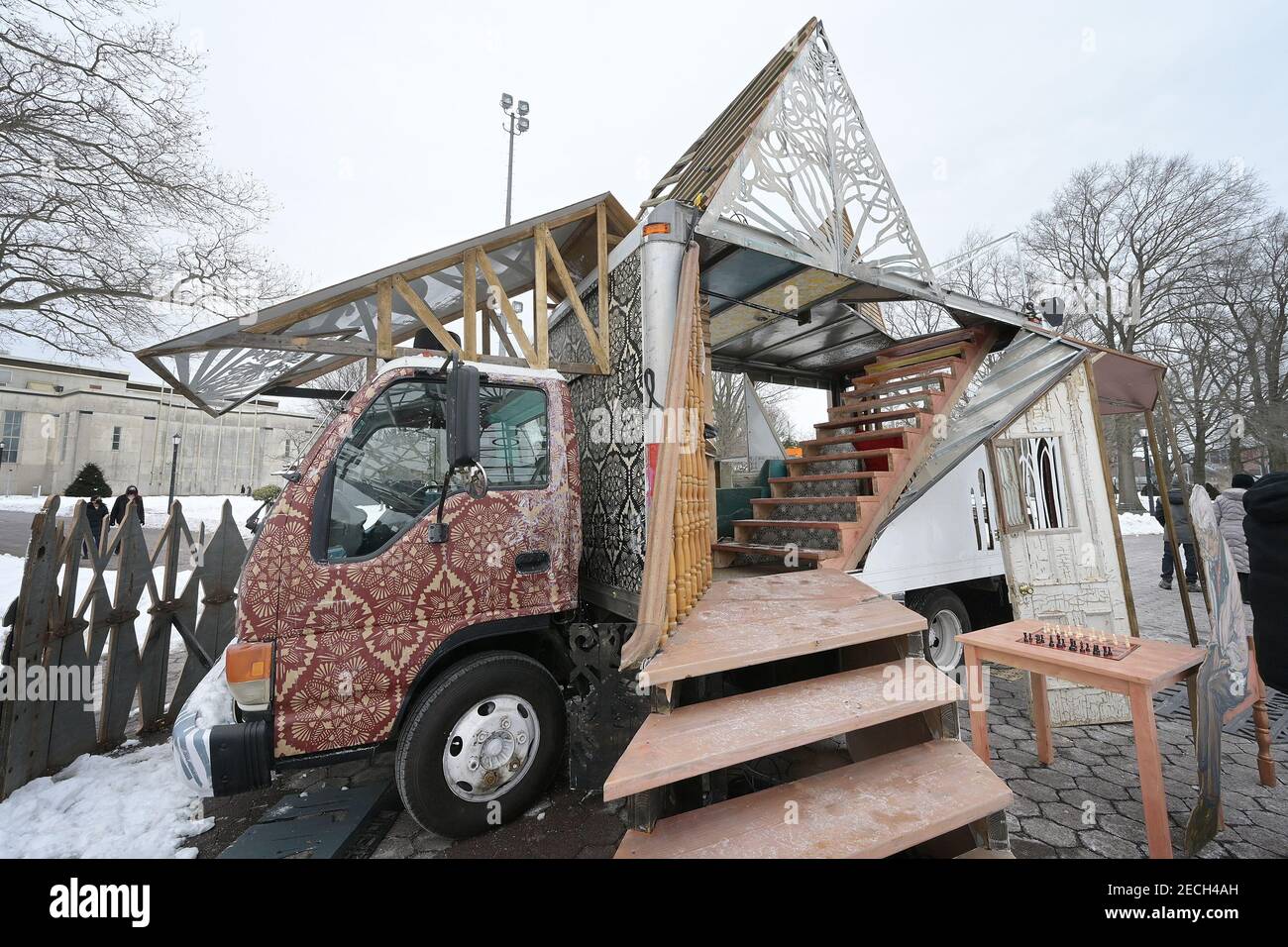 New York, USA. 13th Feb, 2021. Mobile sculpture and public artwork