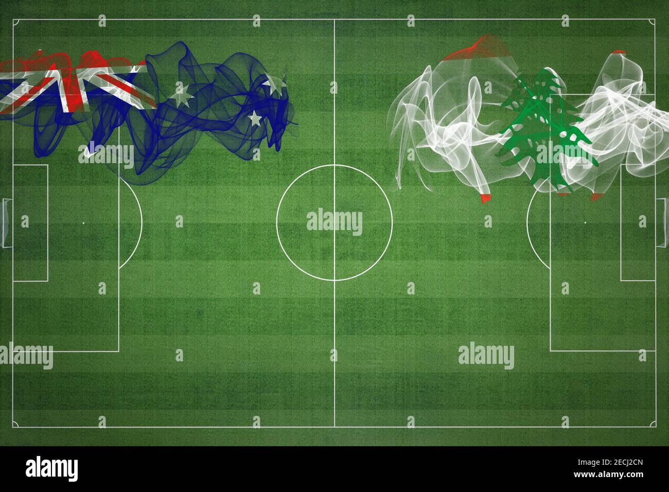 Australia vs Lebanon Soccer Match, national colors, national flags, soccer field, football game
