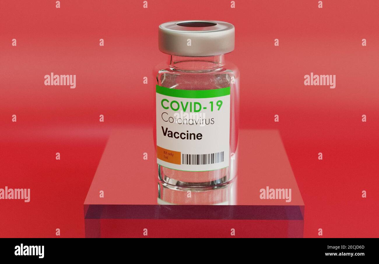Coronavirus vaccine vials for trials Stock Photo