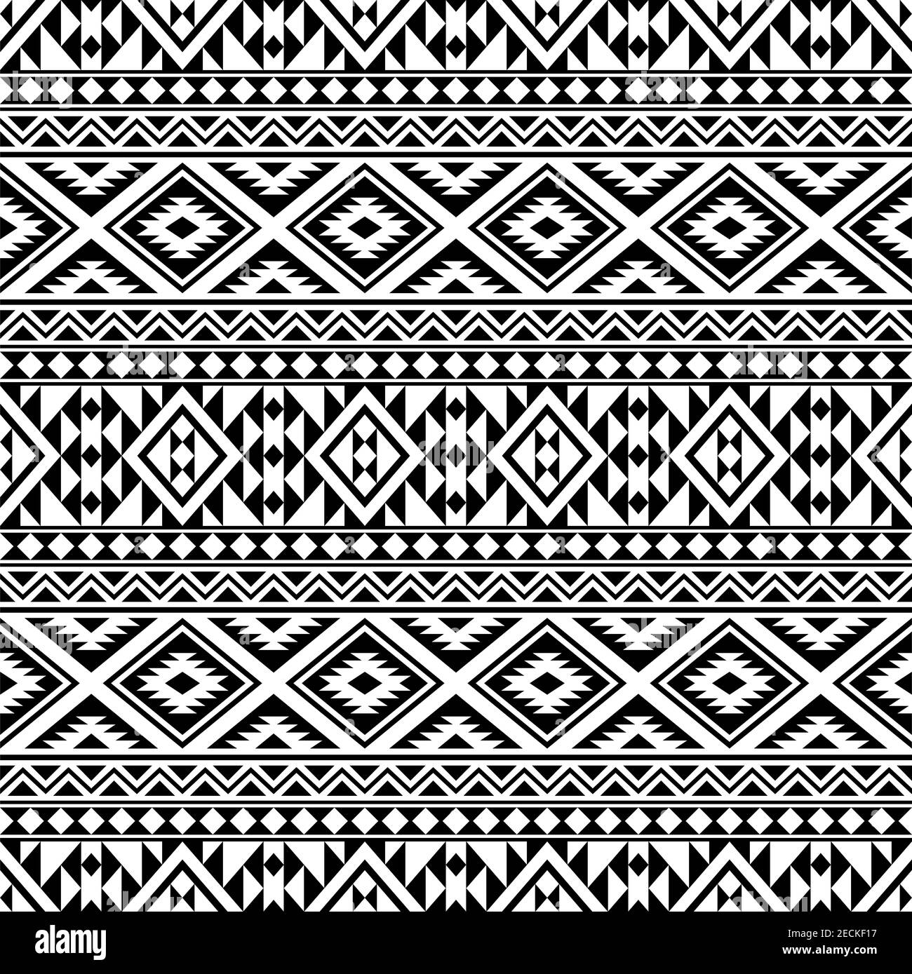 Geometric seamless ethnic pattern texture design background in black ...