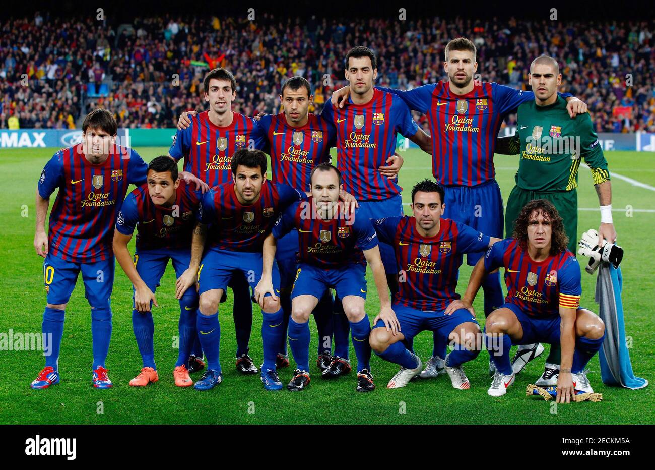 Football Fc Barcelona V Chelsea Uefa Champions League Semi Final Second Leg The Nou Camp Barcelona Spain 24 4 12 Barcelona S Team Lineup Before The Start Of The Match Mandatory Credit Action