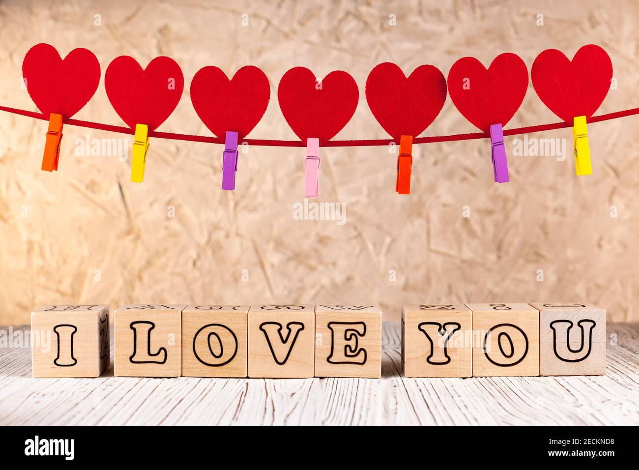 Valentine's Day card with the inscription I Love You Stock Photo