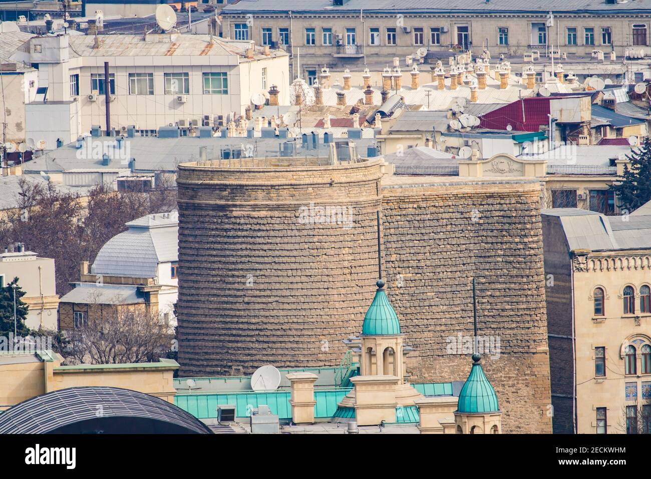 View of the Maiden Tower, Baku city, Azerbaijan Stock Photo