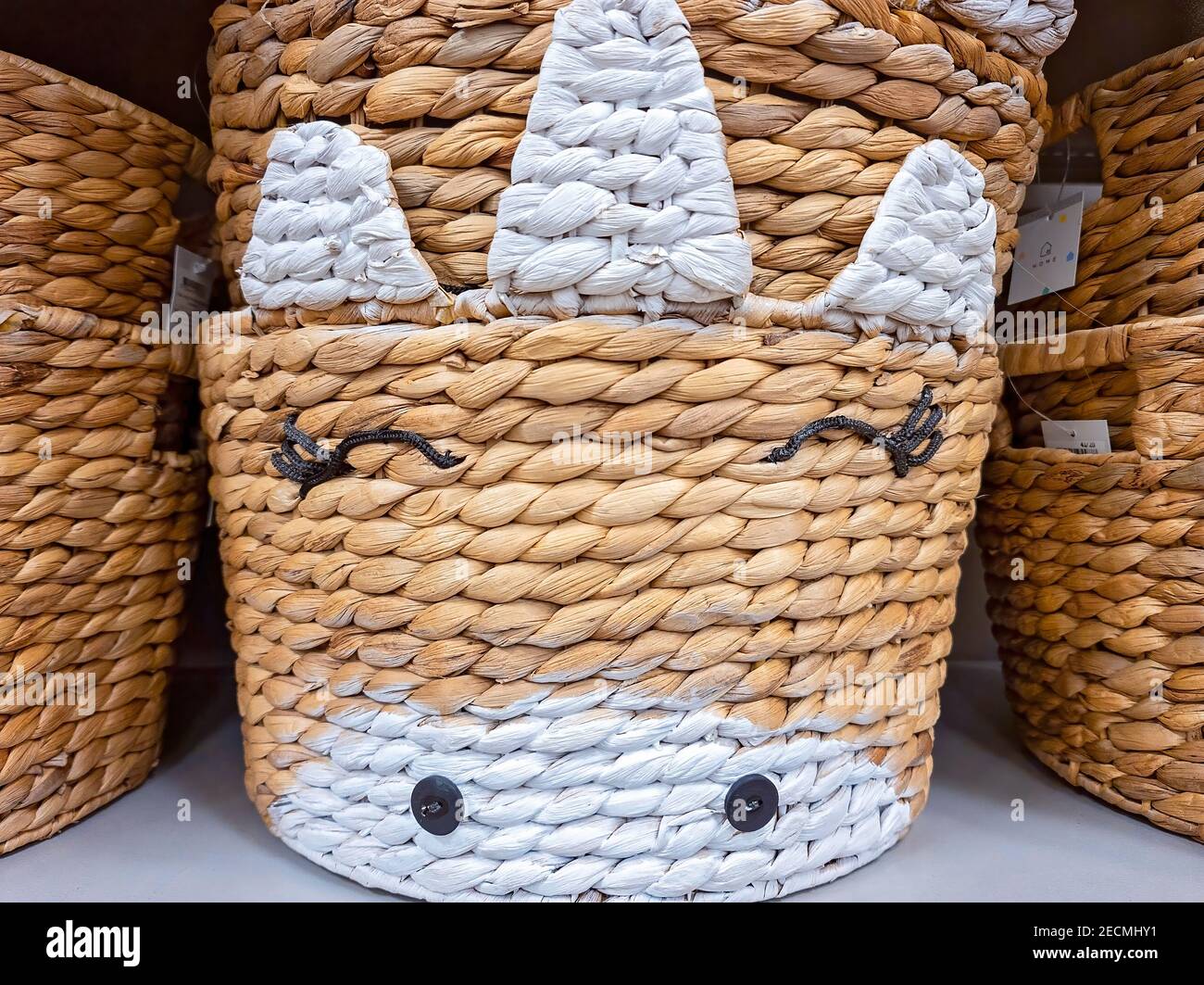 Mackay, Queensland, Australia February 2021 Woven baskets with face