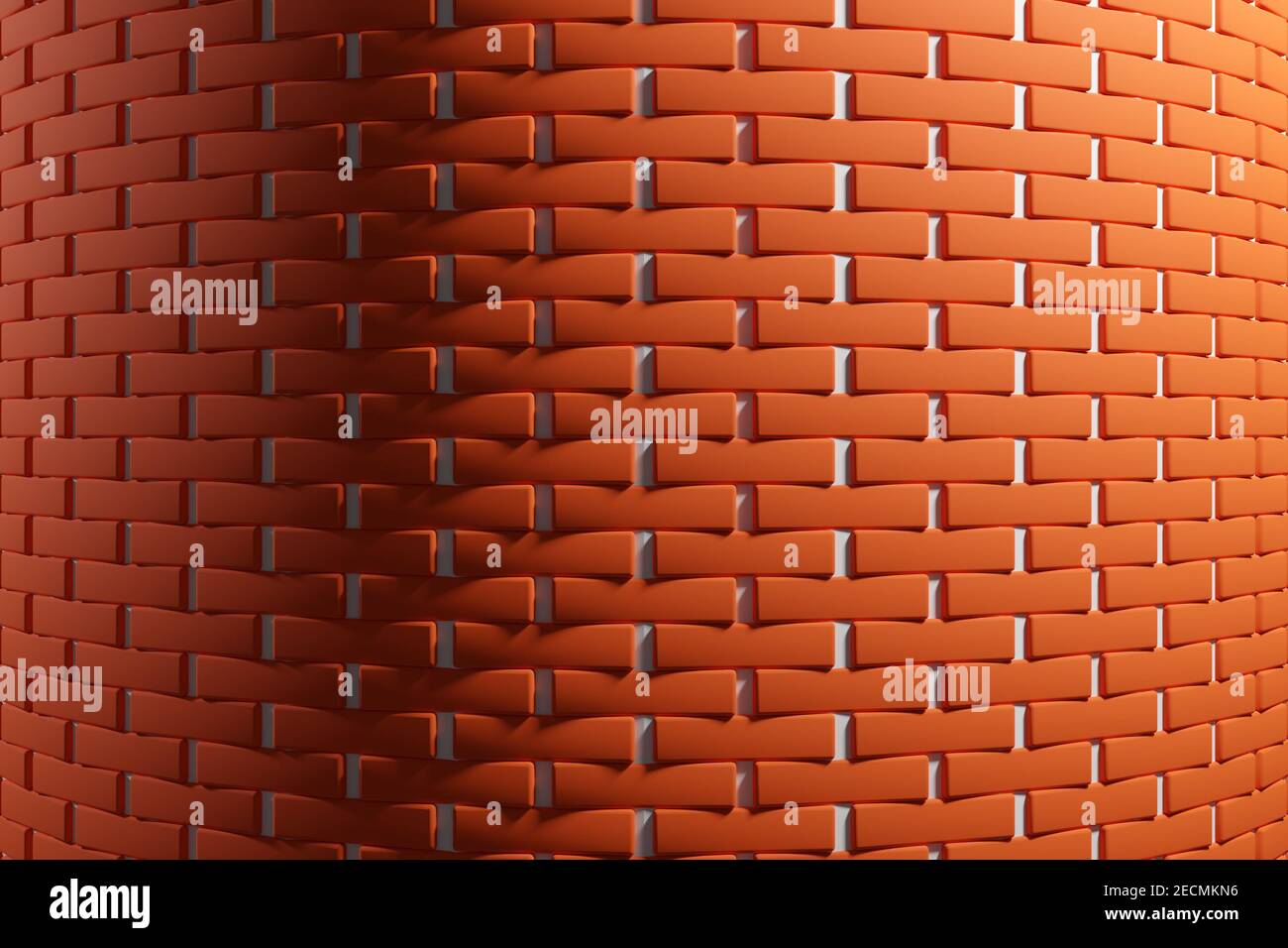 3D illustration of red brick wall of an building, background texture of ...