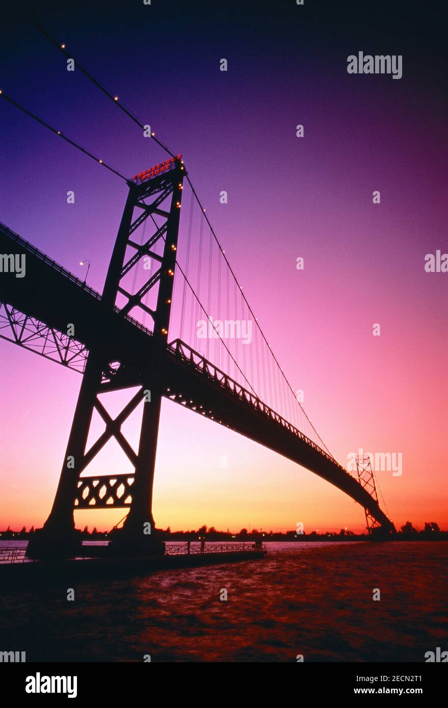 Ambassador Bridge, Detroit River, Detroit, Michigan Stock Photo