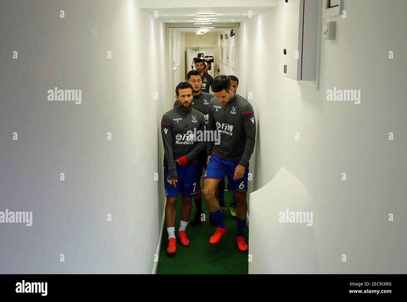 Soccer Football - Premier League - Crystal Palace vs West Ham United - Selhurst Park, London, Britain - October 28, 2017   Crystal Palace's Yohan Cabaye and team mates before the warm up    REUTERS/Eddie Keogh    EDITORIAL USE ONLY. No use with unauthorized audio, video, data, fixture lists, club/league logos or 'live' services. Online in-match use limited to 75 images, no video emulation. No use in betting, games or single club/league/player publications. Please contact your account representative for further details.? Stock Photo