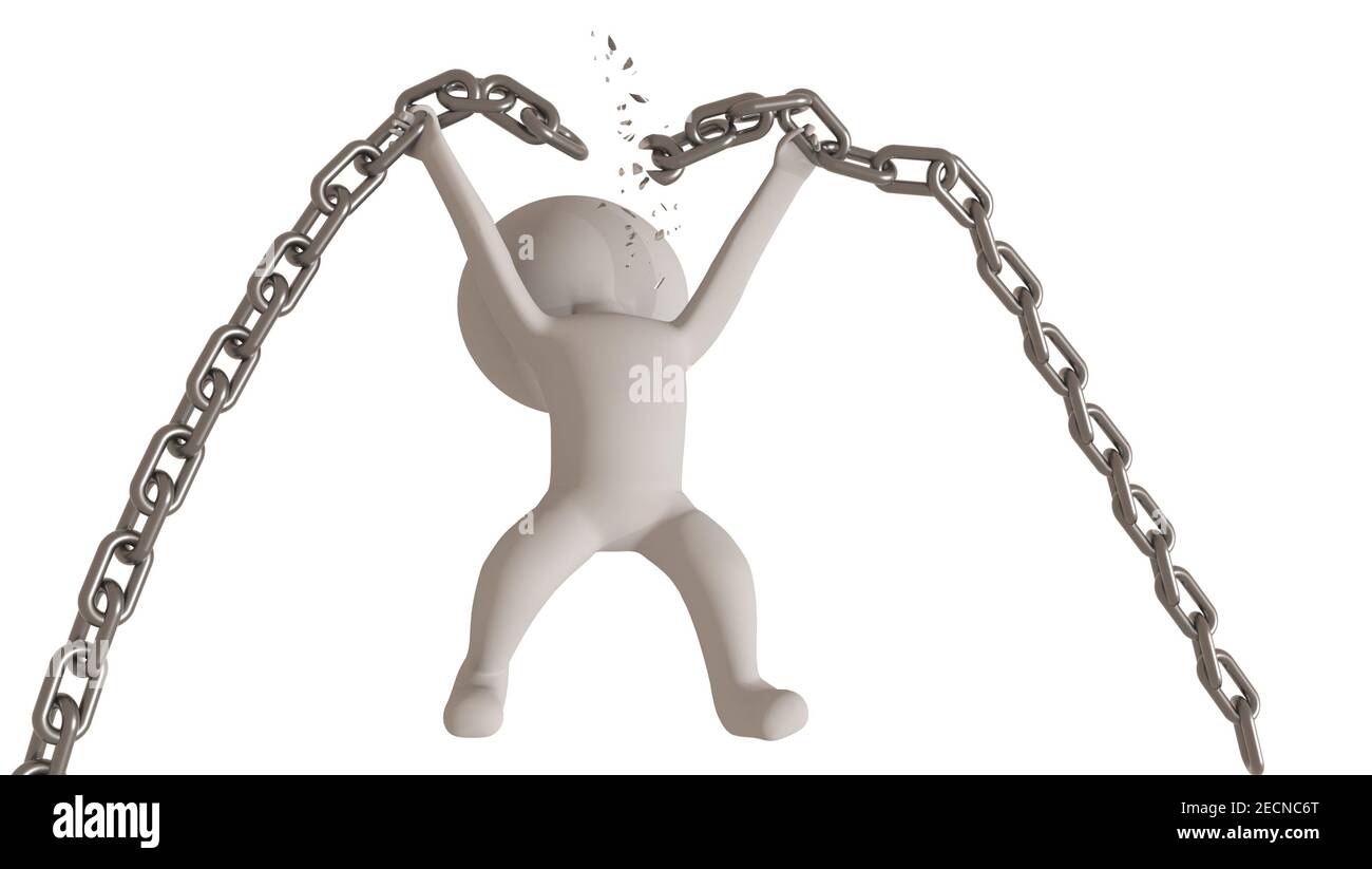 break chains free freedom breaking man human character chain isolated - 3d  rendering Stock Photo - Alamy