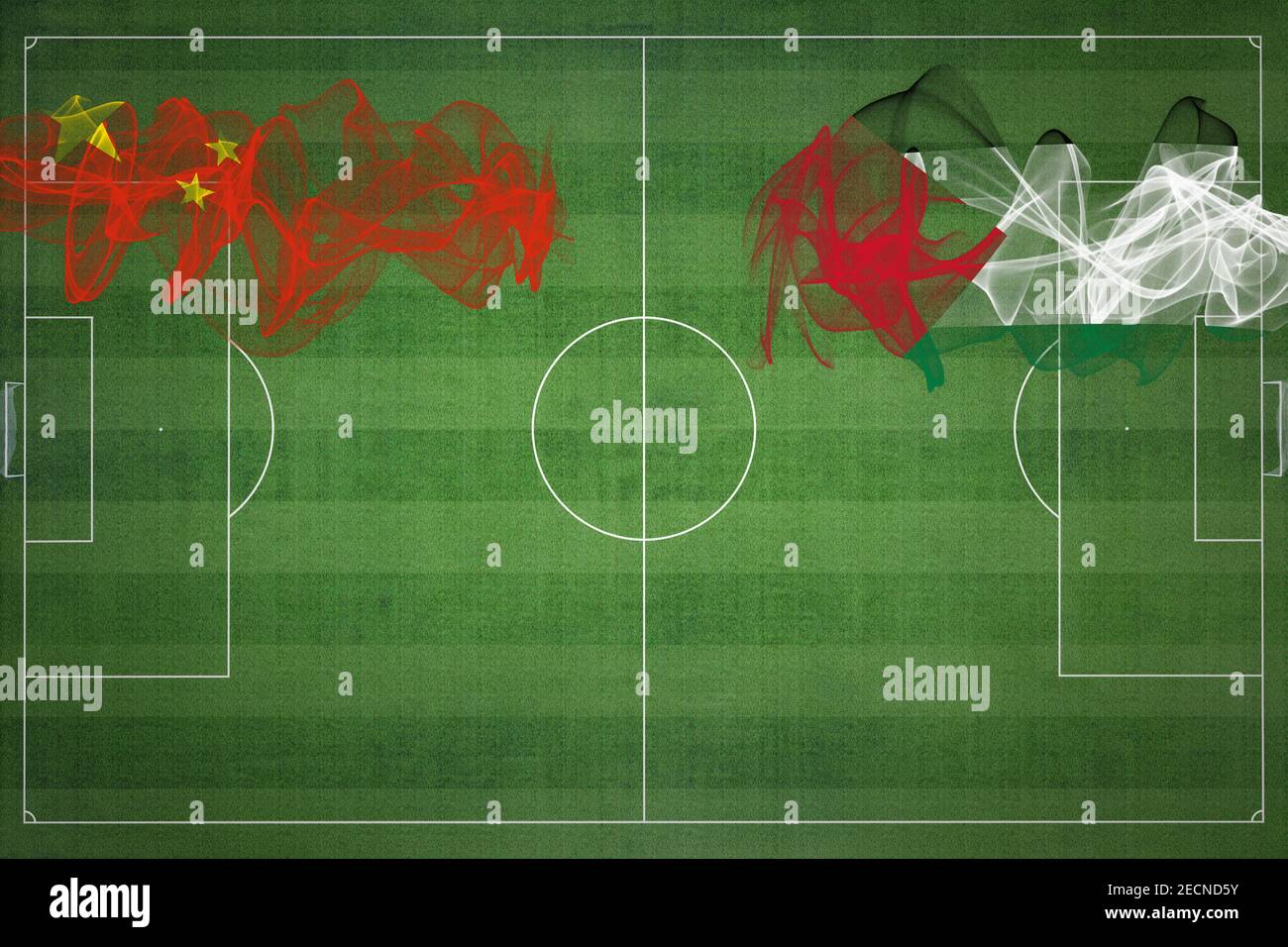 China vs Palestine Soccer Match, national colors, national flags