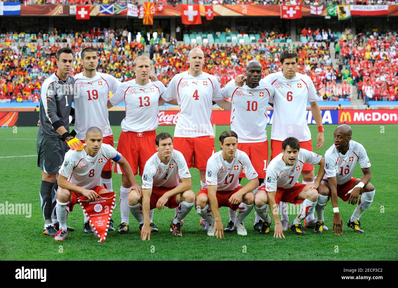 Football - Spain v Switzerland - FIFA World Cup South Africa 2010 - Group H  - Durban Stadium, Durban, South Africa - 16/6/10 Switzerland players pose  for team picture before kick off