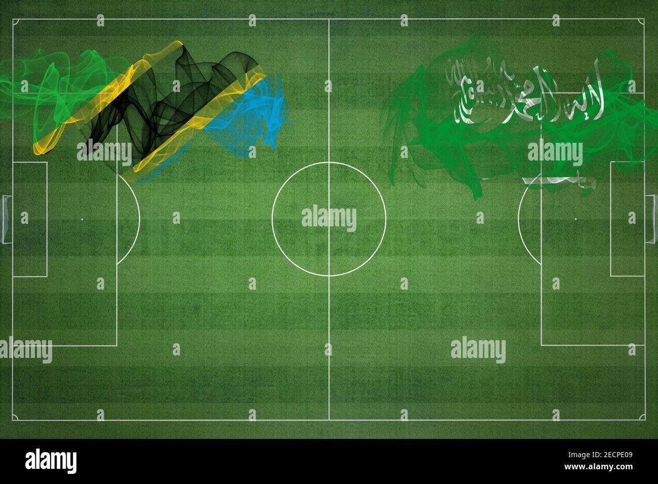 Tanzania vs Saudi Arabia Soccer Match, national colors, national flags