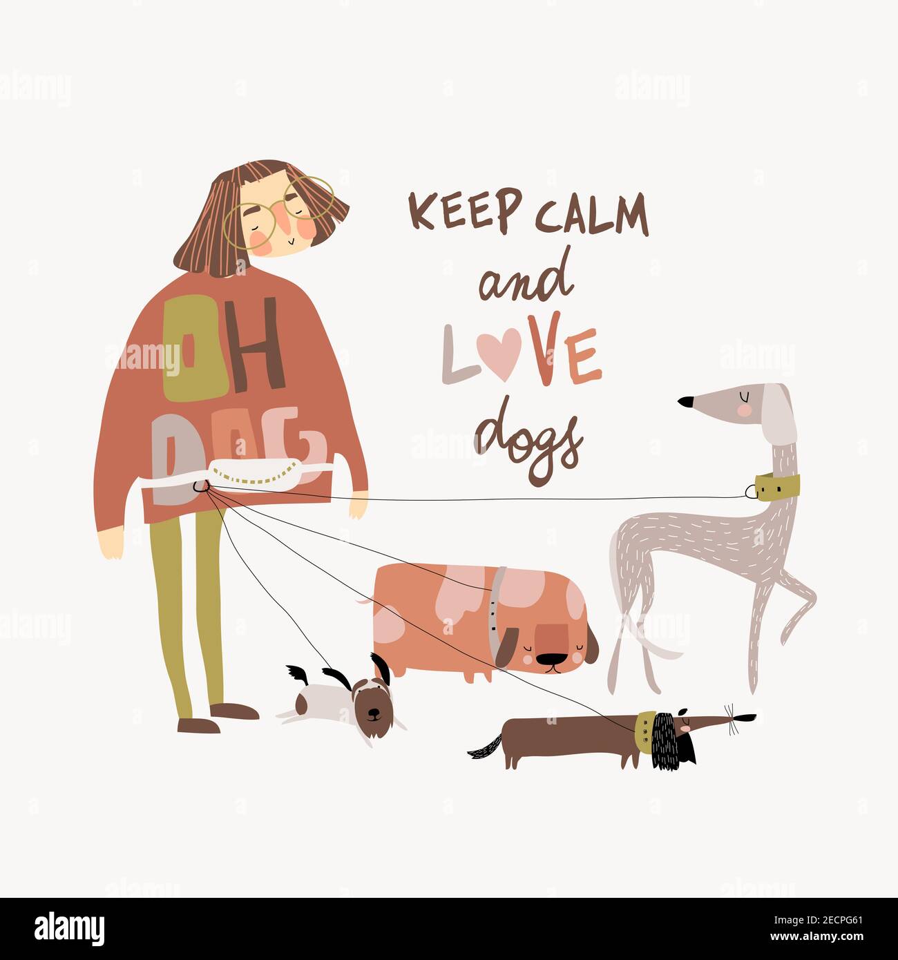 Funny pets with their owner. Funny cartoon dogs Stock Vector Image