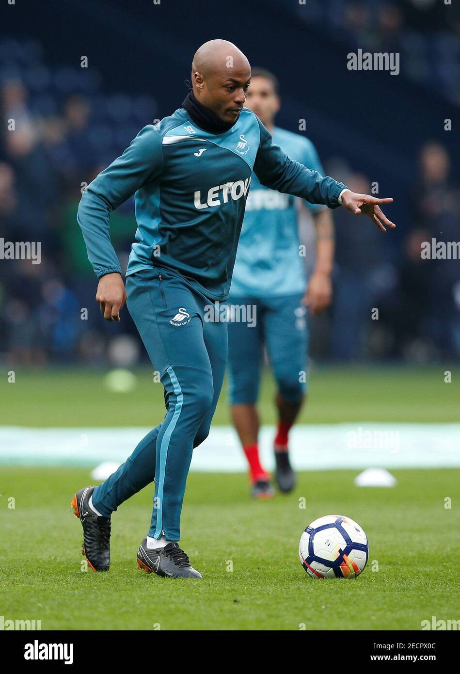 Soccer Football - Premier League - West Bromwich Albion vs Swansea City - The Hawthorns, West Bromwich, Britain - April 7, 2018   Swansea City's Andre Ayew during the warm up before the match    REUTERS/Andrew Yates    EDITORIAL USE ONLY. No use with unauthorized audio, video, data, fixture lists, club/league logos or 'live' services. Online in-match use limited to 75 images, no video emulation. No use in betting, games or single club/league/player publications.  Please contact your account representative for further details. Stock Photo