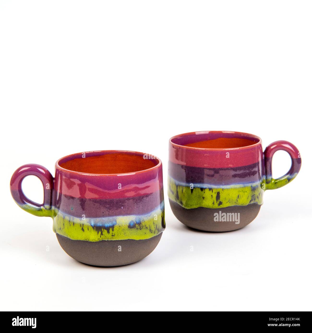 colorful handmade ceramic coffee cup isolated Stock Photo Alamy