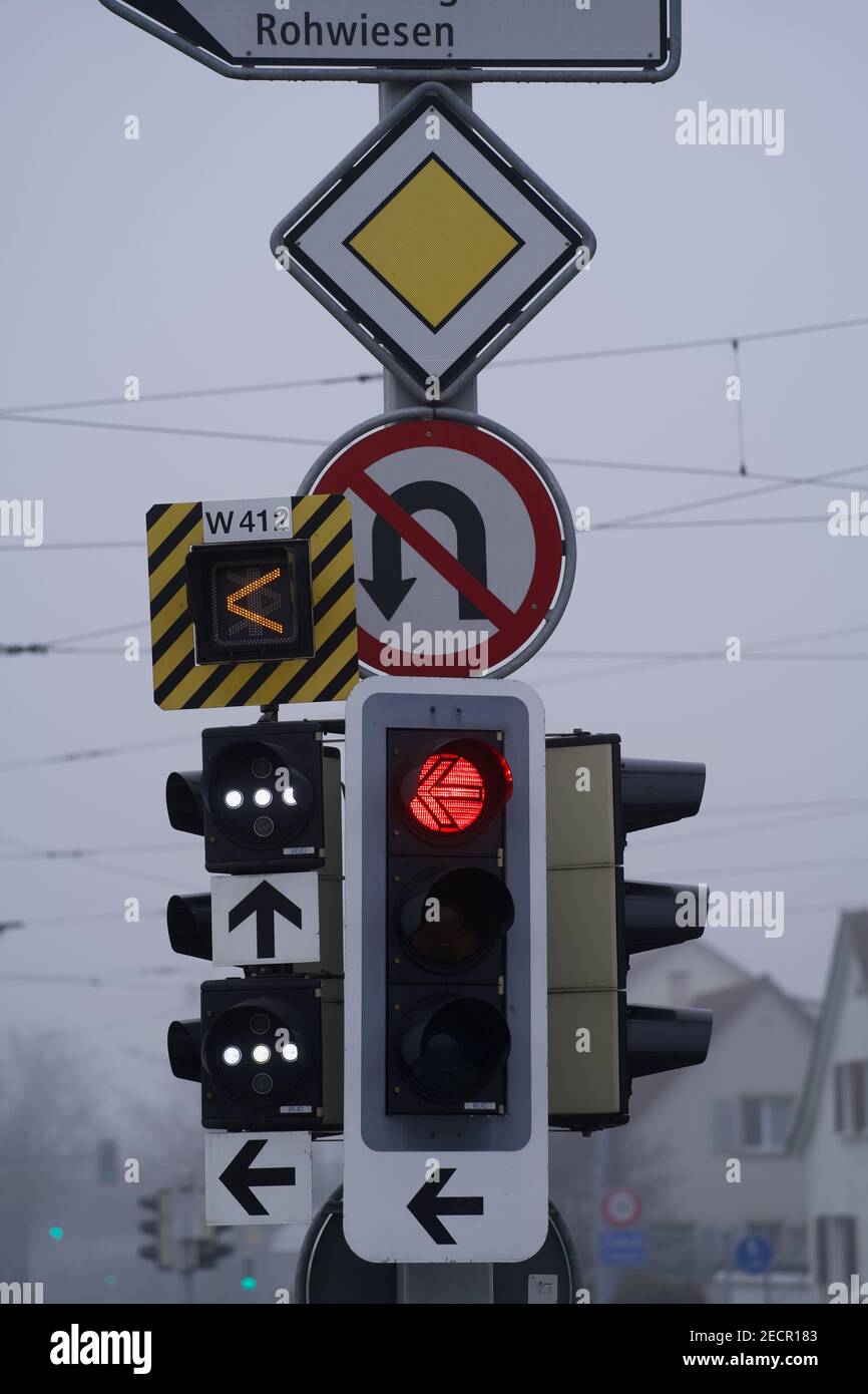Traffic lights and traffic signs Stock Photo Alamy