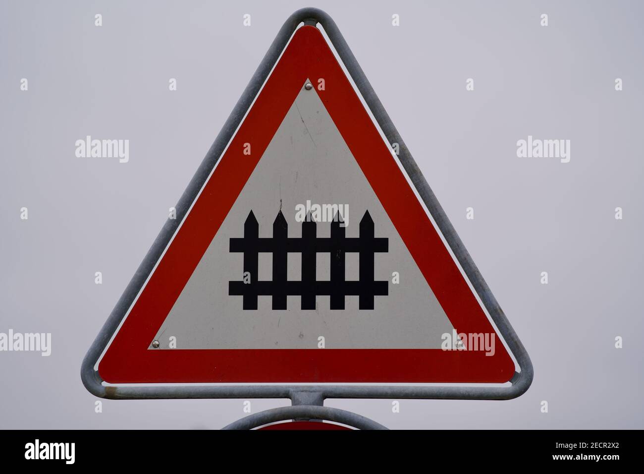 Traffic sign barrier level crossing Stock Photo Alamy
