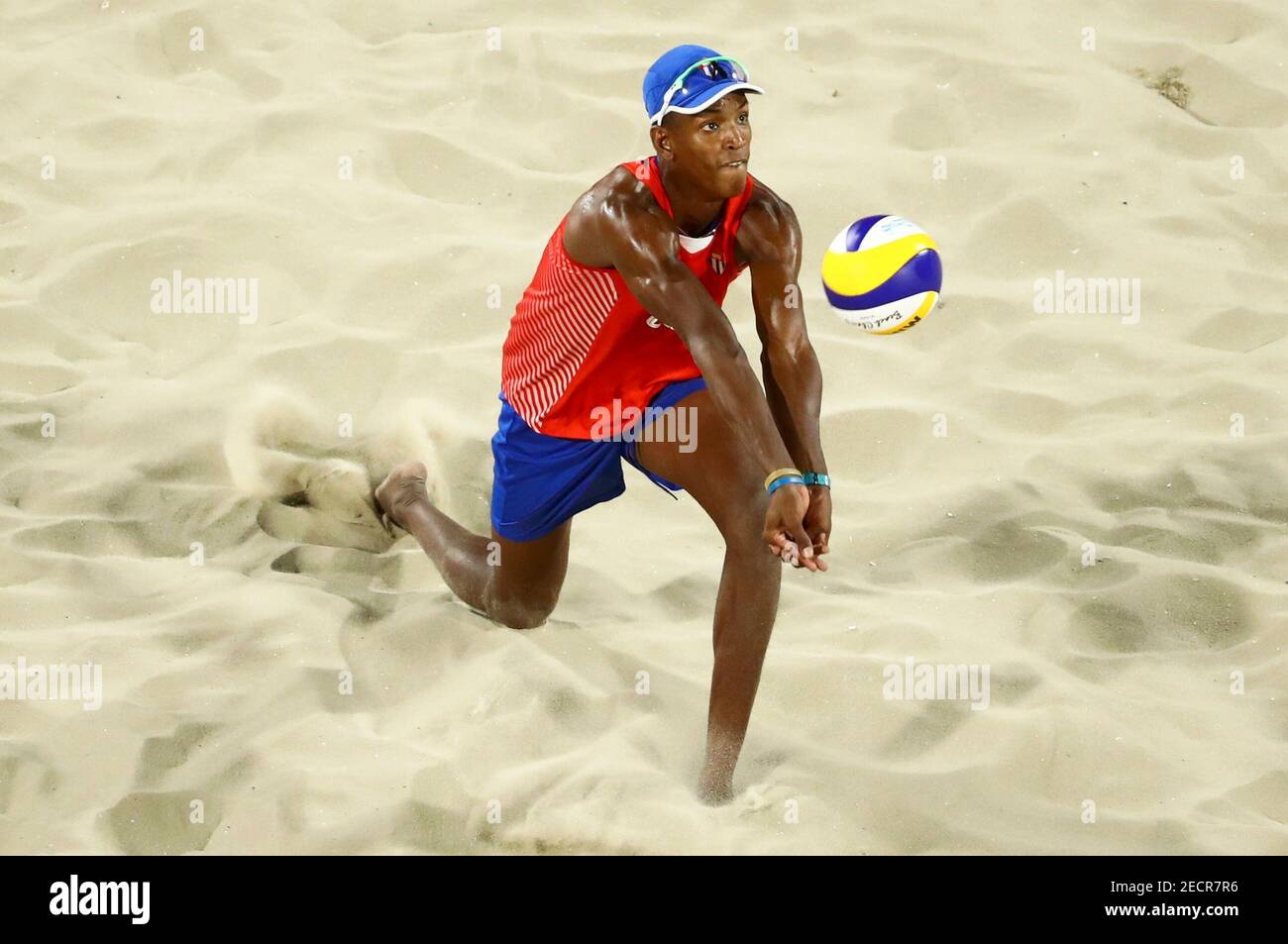 2016 Rio - Beach Volleyball - Men's Preliminary - Beach Volleyball Arena - Rio de Janeiro, Brazil - 07/08/2016. Nivaldo (CUB) of Cuba competes. REUTERS/Lucy Nicholson FOR EDITORIAL USE ONLY.