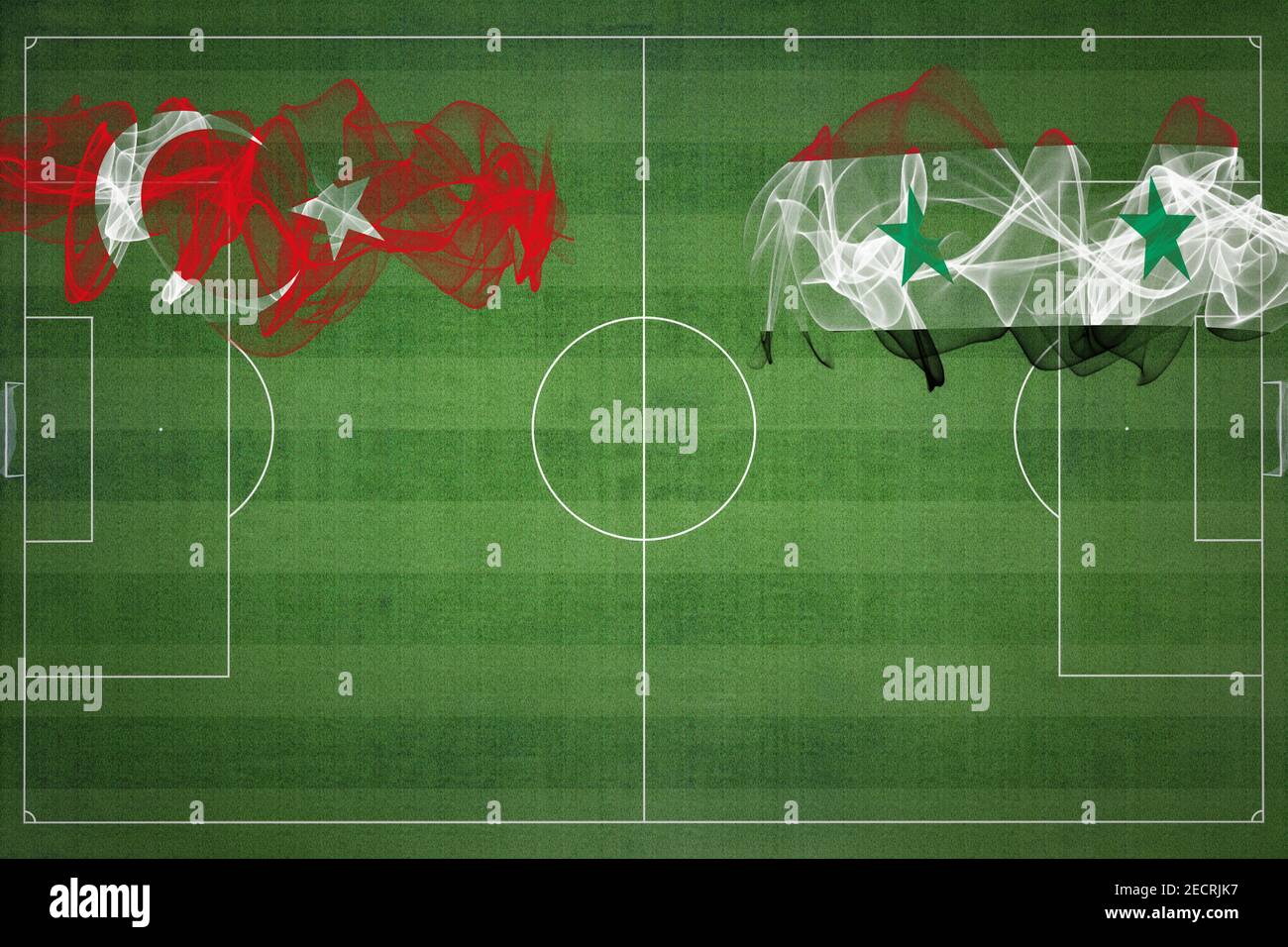 Turkey vs Syria Soccer Match, national colors, national flags, soccer