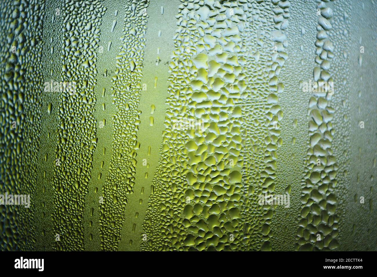 Transparent glass steamed with steam, condensation of water and small ...