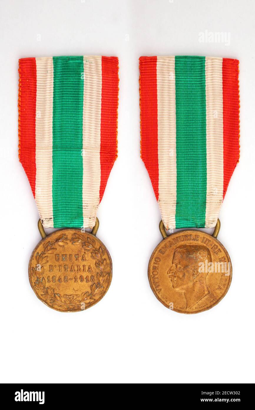 Commemorative bronze medal of the Unification of Italy, 1848 - 1918 Stock Photo