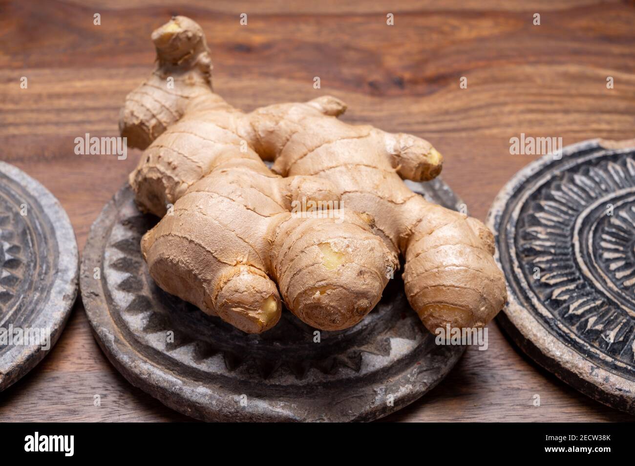 Fresh organic ginger rhizome root used in traditional medicines and for