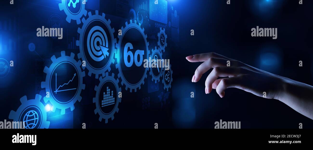 Six Sigma DMAIC Lean manufacturing business process improvement technique. Technology concept Stock Photo