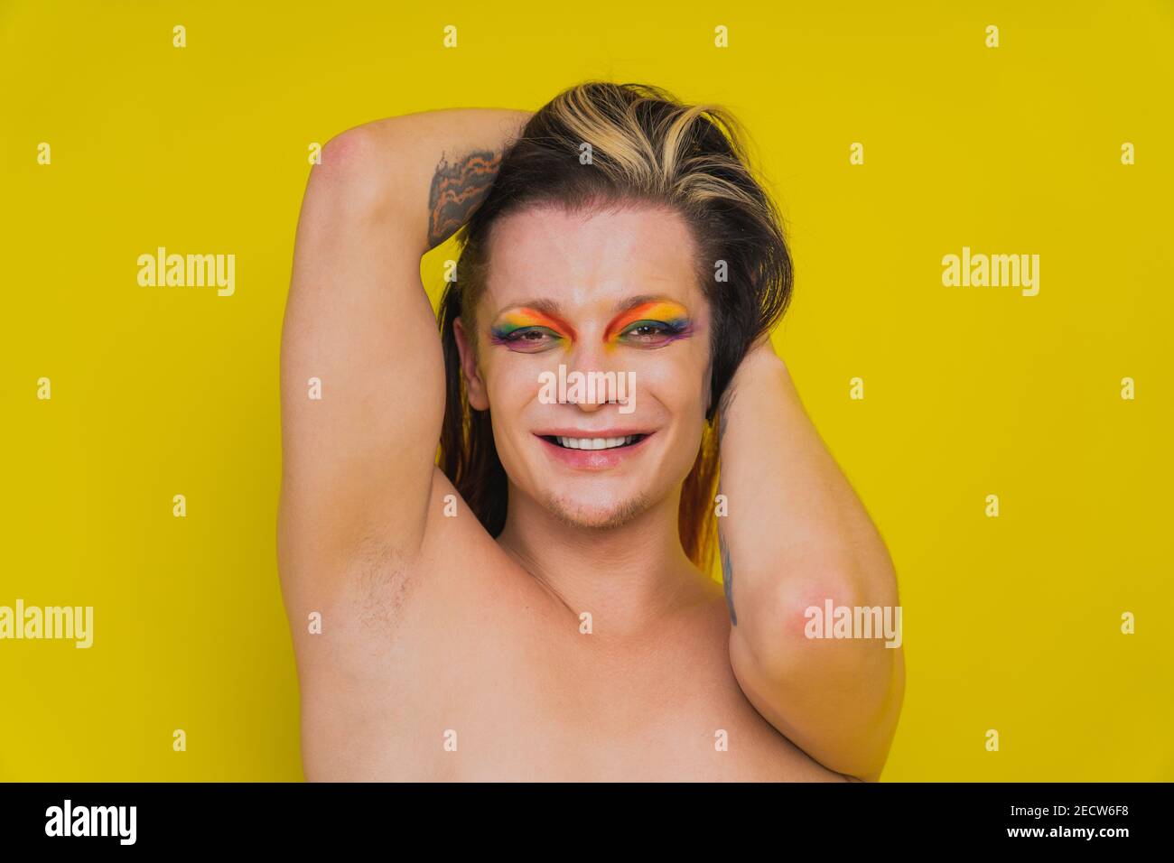 Transgender fighting for lgbtq community rights - Transsexual male portrait, conceptual support for gay people, lesbians, transgender and against homo Stock Photo