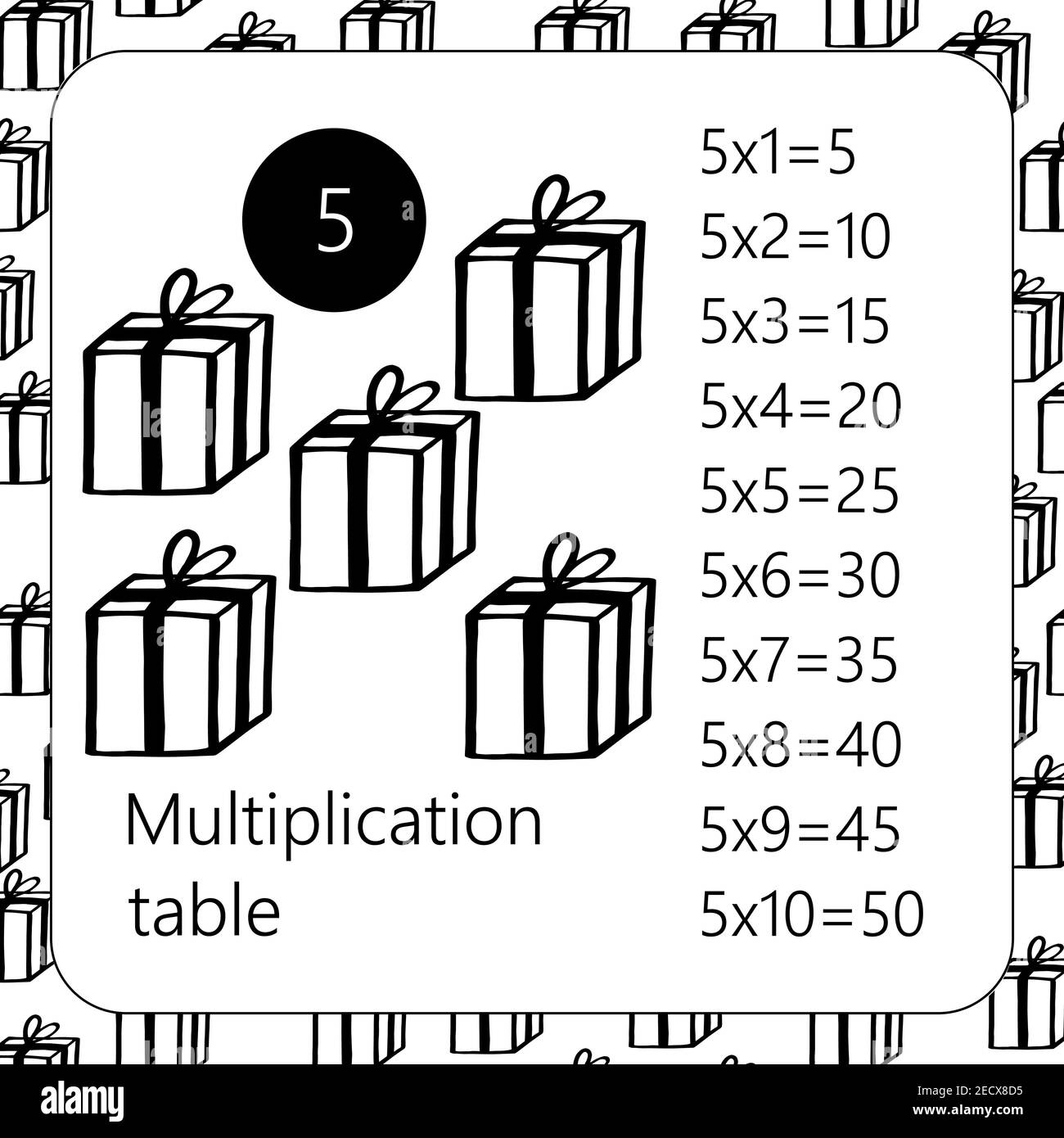 Multiplication Square. School vector illustration with present