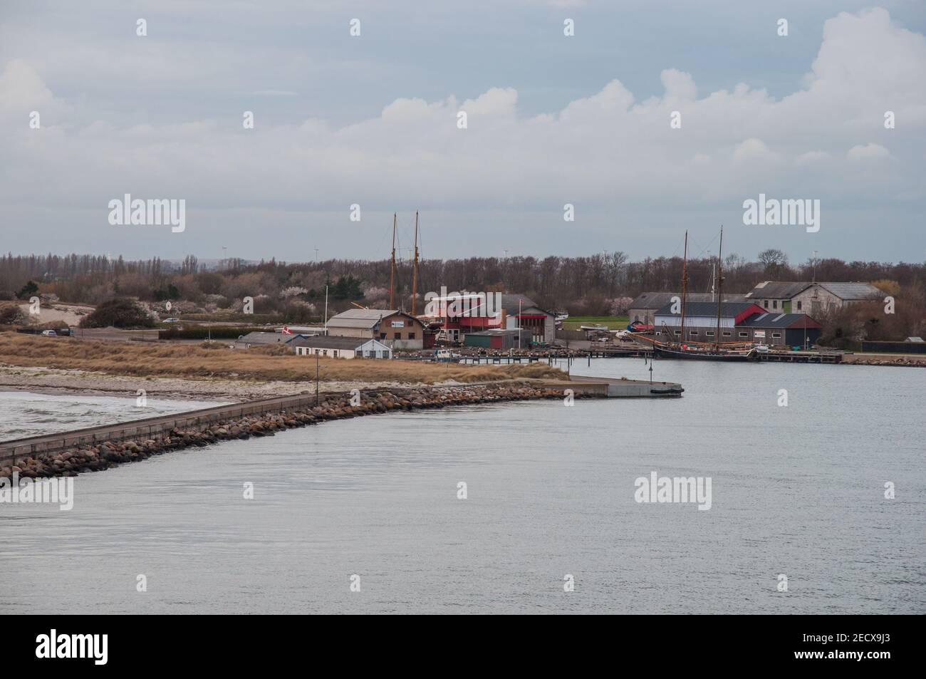 Rodbyhavn port and Boatyard in Danish countryside Stock Photo