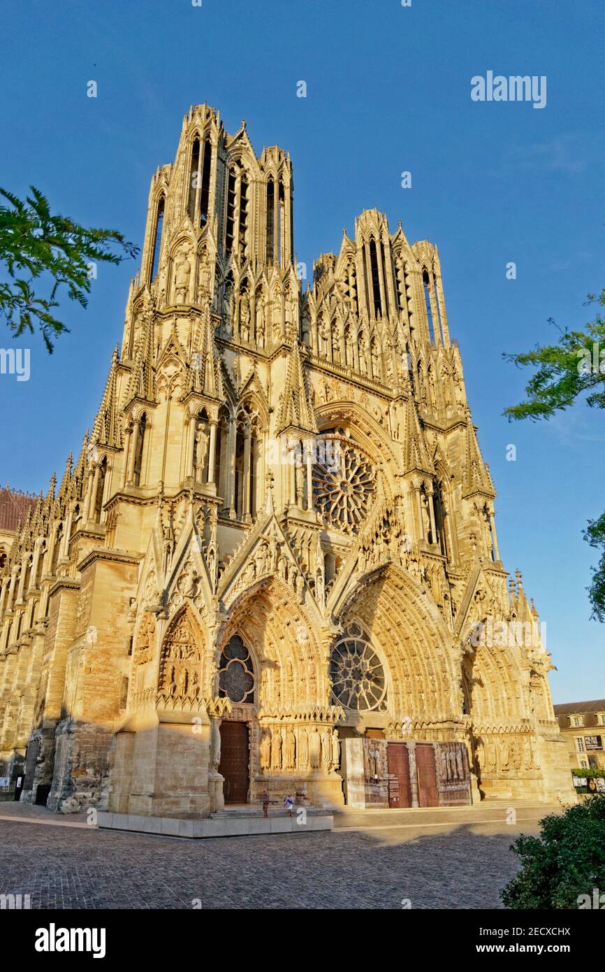 Cathedral of Reims in the Marne department, in the Grand Est region of France. Stock Photo