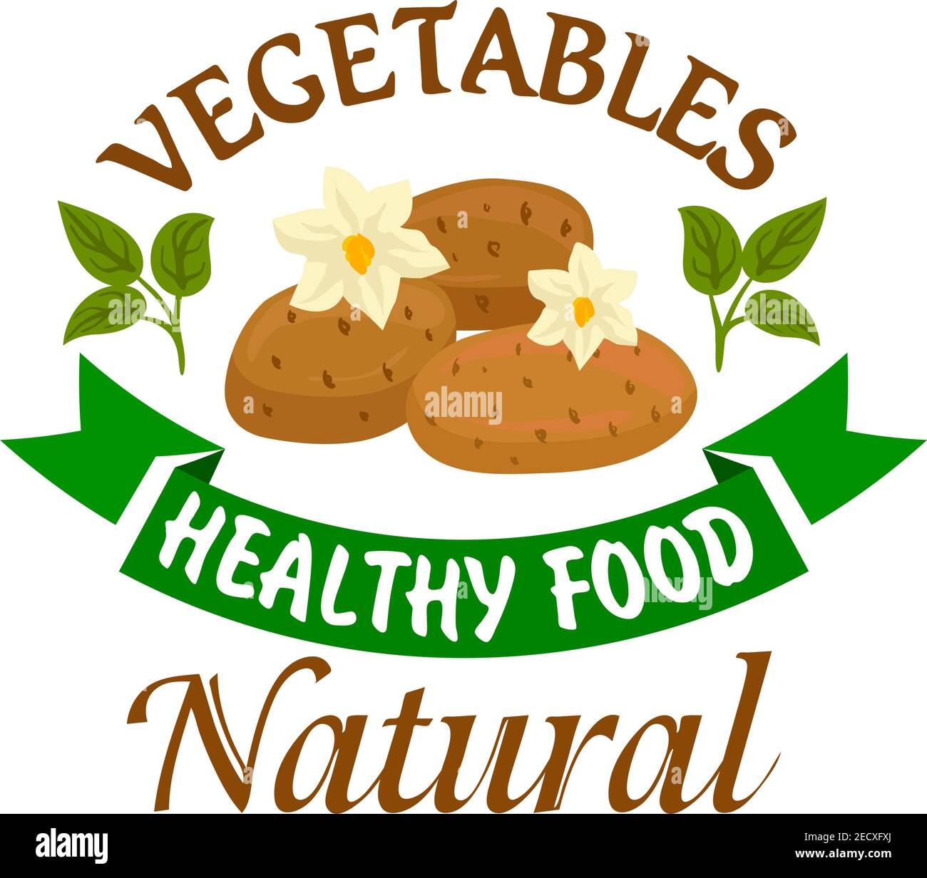 Potato vegetable healthy natural food emblem. Isolated tomatoes with