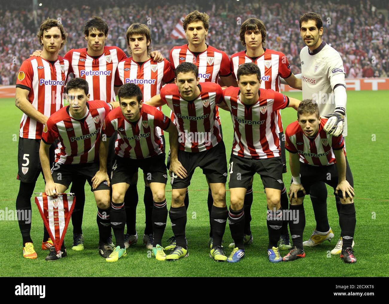 Football - Athletic Bilbao v Manchester United UEFA Europa League Third  Round Second Leg - San Mames Stadium, Bilbao, Spain - 15/3/12 Athletic  Bilbao lineup before the start of the match Mandatory