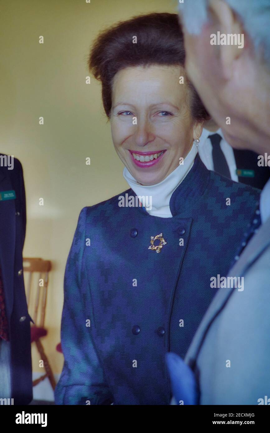 A smiling Her Royal Highness The Princess Royal, Princess Anne, visits the Horntye Park Sports Complex in Hastings, East Sussex, England, UK. 17th November 2000 Stock Photo