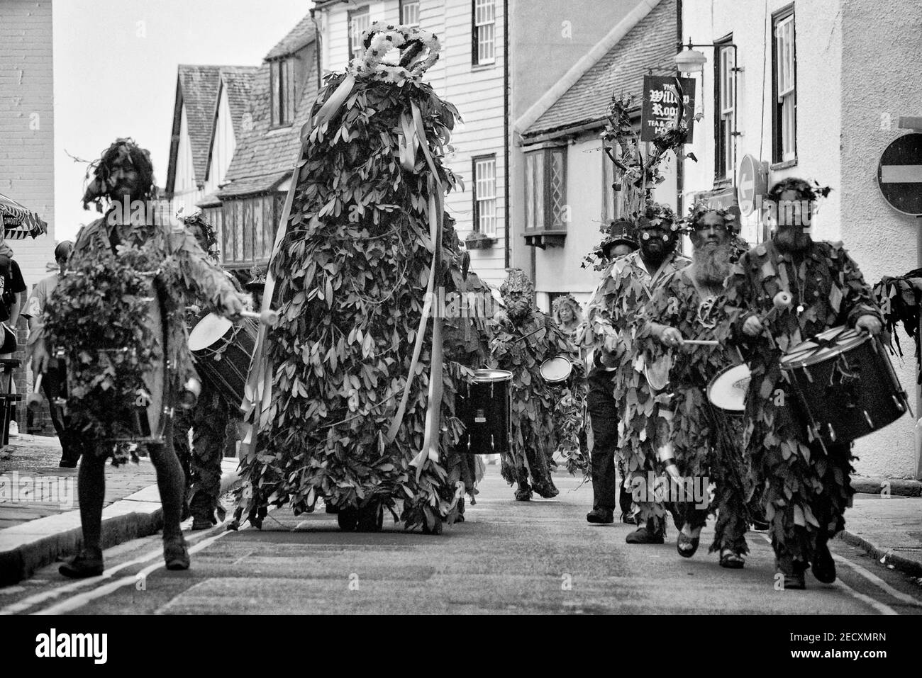 Hastings Traditional Jack in the Green procession, Hastings Old Town, East Sussex, England, UK. Circa 1990's Stock Photo