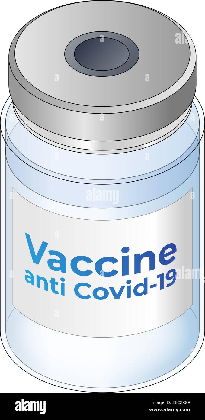 Medical vaccine anti Covid-19 vial, vector illustration Stock Vector