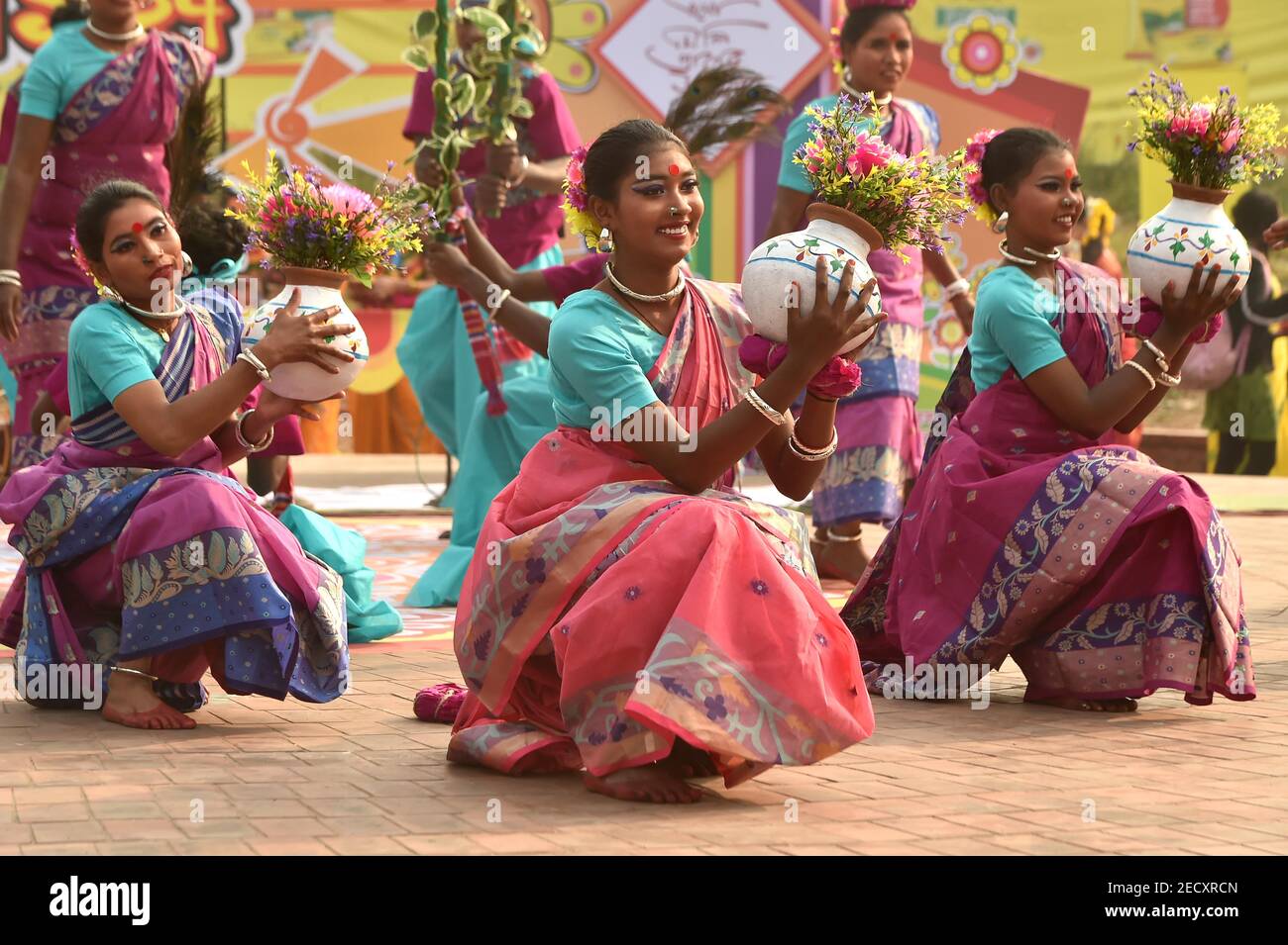 Dhaka. 14th Feb, 2021. People celebrate Pohela Falgun, first day of