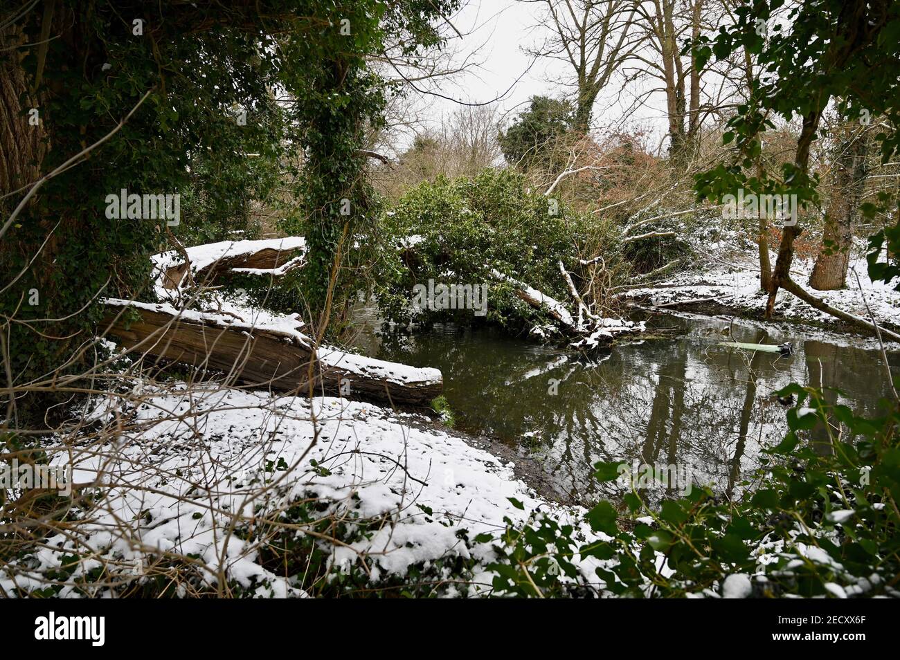 Snowscene, Foots Cray Meadows, Sidcup, Kent. UK Stock Photo