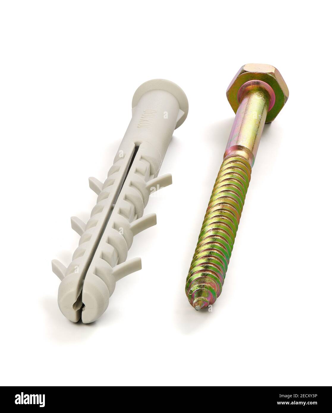 Plastic dowel and screw close up, isolated, photo stacking Stock Photo Alamy