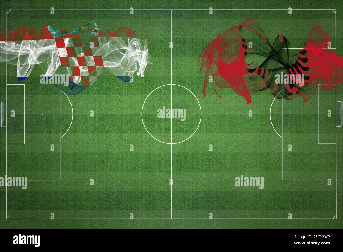 Croatia vs Albania Soccer Match, national colors, national flags