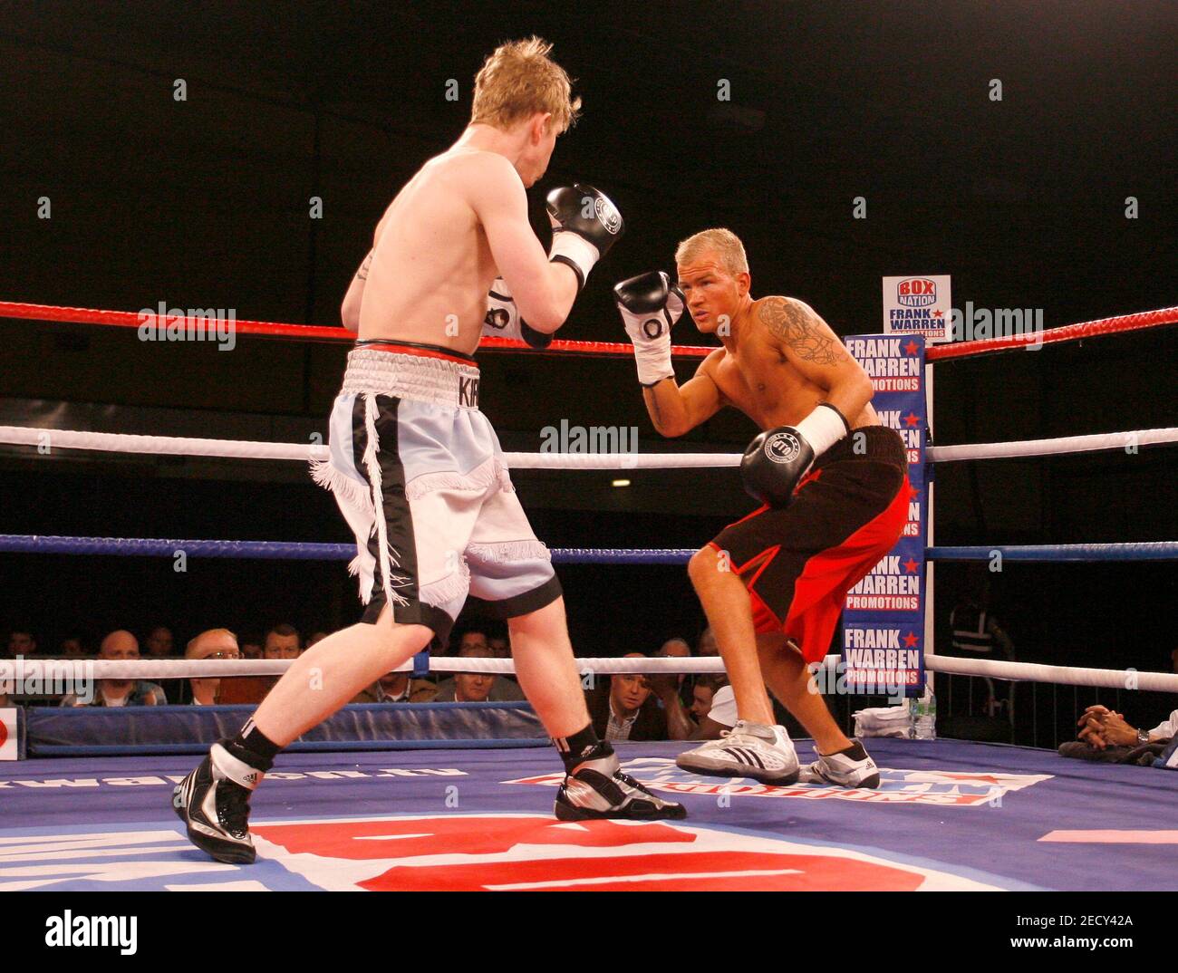 Boxing - Kirk Goodings v Robin Deakin - Lightweight - Bowlers Exhibition Centre, Manchester - 28/10/11  Kirk Goodings (L) and Robin Deakin in action  Mandatory Credit: Action Images / Paul Thomas Stock Photo