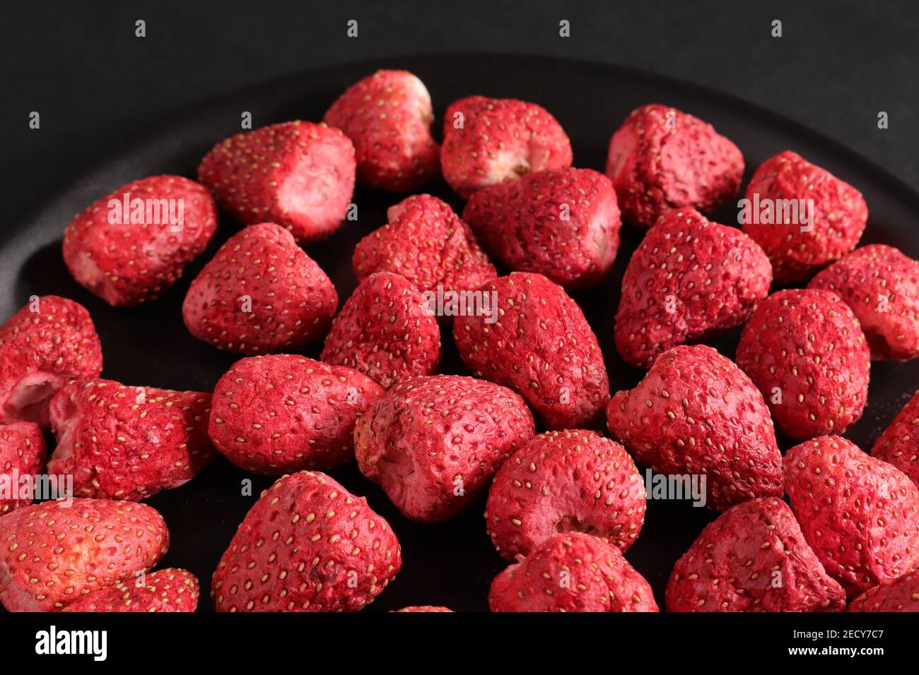Dehydrated strawberries. Strawberries sliced freeze dried Stock Photo